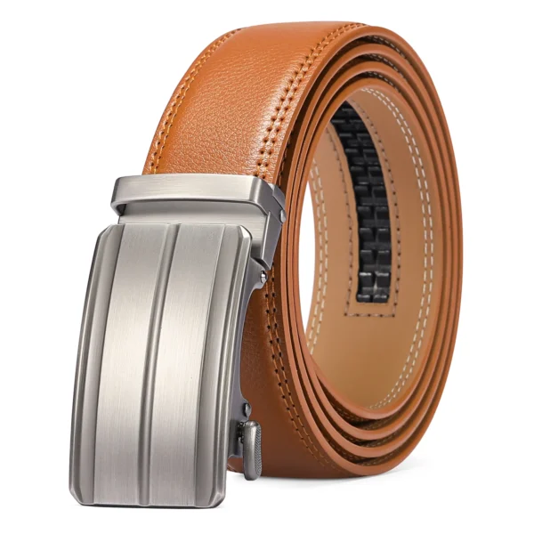 Haxer Leather Belt Automatic Ratchet Buckle Slide Belt for Dress Casual - Image 3
