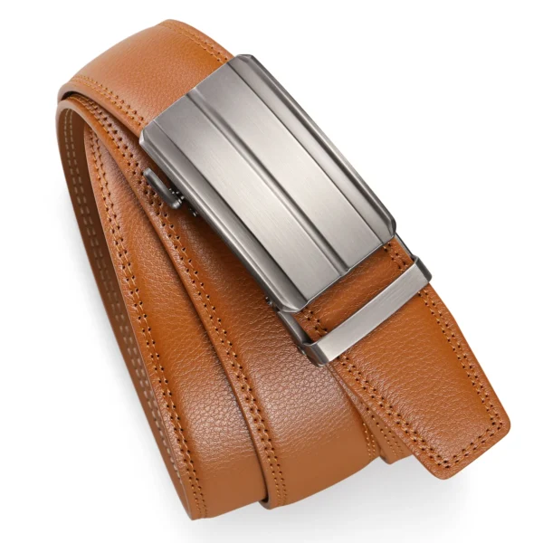 Haxer Leather Belt Automatic Ratchet Buckle Slide Belt for Dress Casual - Image 2